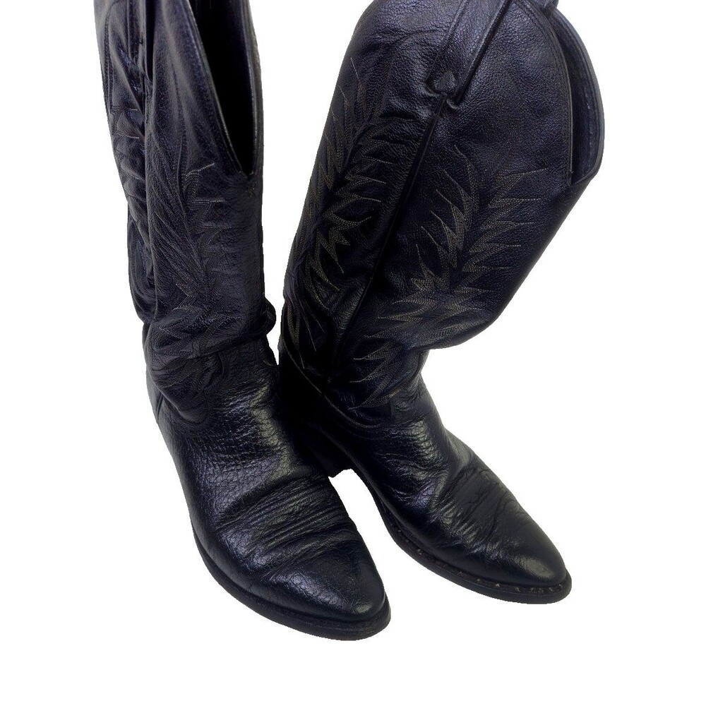 Vintage Dan Post Boots Mens Sz 8.5D  Black Leather Western Cowboy Work #507159